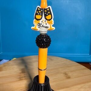 Cheers Orange Party Pen with Black Bling Bead